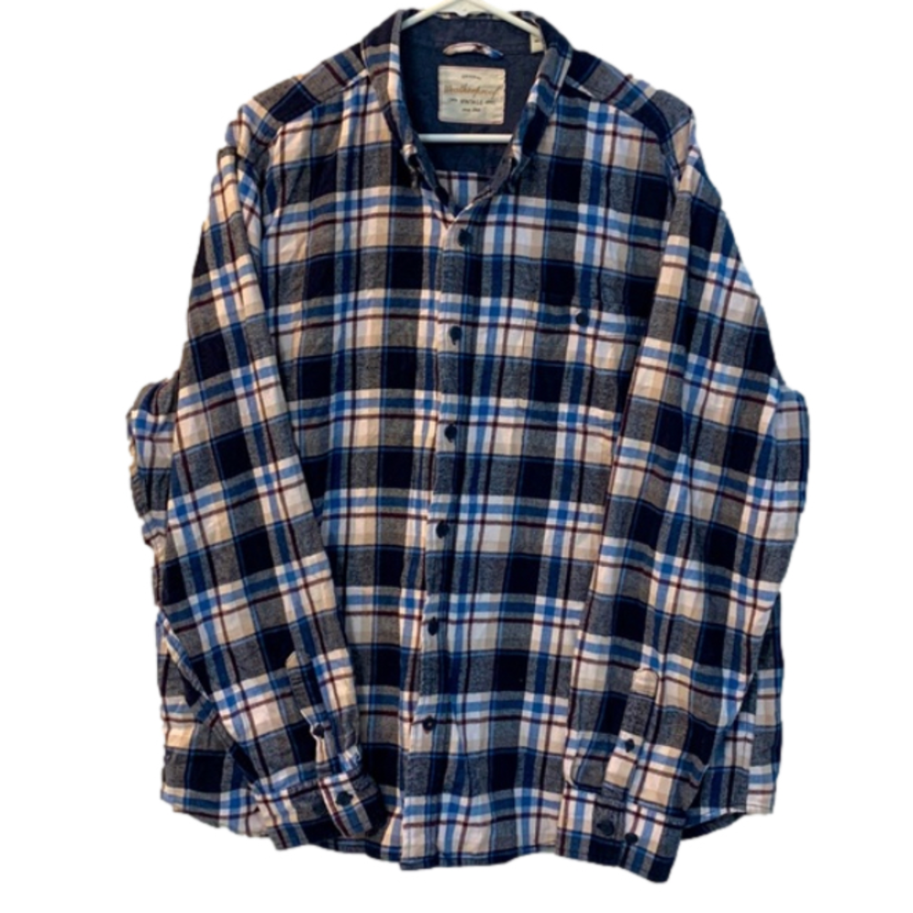 Weatherproof Vintage Plaid Cotton Flannel Button Down Shirt Men's XXL